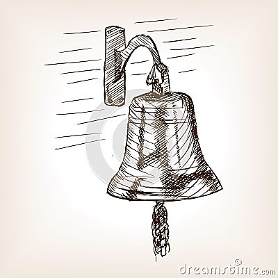 Ship bell sketch style vector illustration Vector Illustration