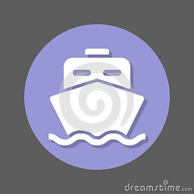 Ship, boat flat icon. Round colourful button, circular vector sign with shadow effect. Flat style design. Vector Illustration