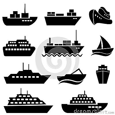 Ship and boat icons Vector Illustration