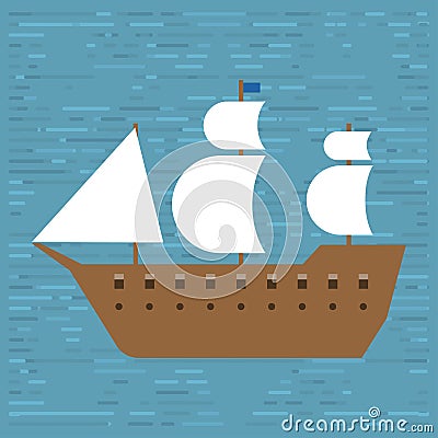 Ship boat sea frigate symbol vessel travel industry vector sailboats cruise of marine icon Vector Illustration