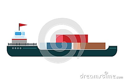 Ship boat sea vector illustration isolated tanker silhouette shipping carrier sailboat vehicle trip maritime sailing Vector Illustration