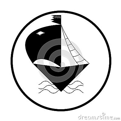 Ship or boat sign icon. Shipping delivery symbol. Circle buttons with long shadow. Stock Photo