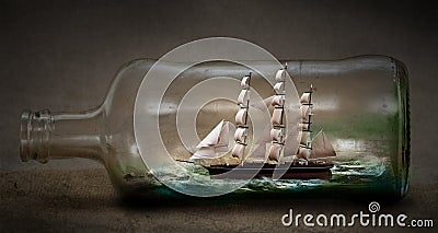 Ship in a bottle Stock Photo