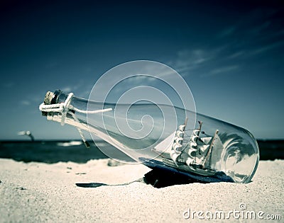 Ship in the bottle Stock Photo