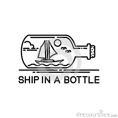 Ship in a bottle Vector Illustration