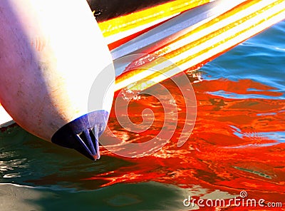 Ship Buoy And Rescue Boat Stock Photo