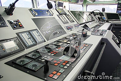 Ship captain control room Stock Photo
