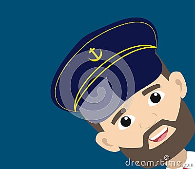 Ship Captain Pilot - Empty Space with Head in Corner Stock Photo