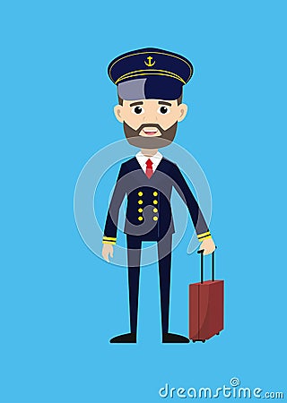 Ship Captain Pilot - Holding a Suitcase and ready to go Stock Photo