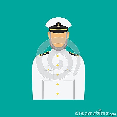 Ship captain in uniform in flat style. Vector illustration. Vector Illustration