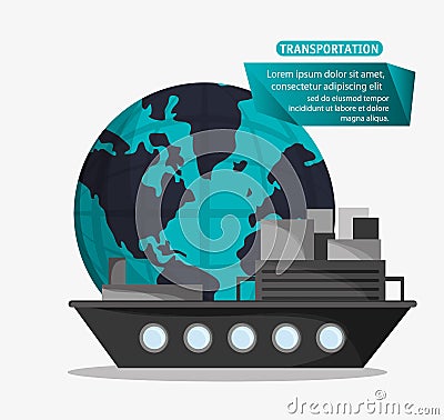 Ship cargo container transport worldwide Vector Illustration