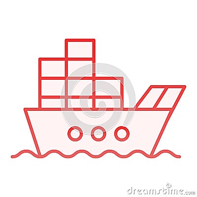 Ship with cargo flat icon. Boat with containers red icons in trendy flat style. Tanker gradient style design, designed Vector Illustration