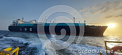 Ship cargo tanker LNG Balboa Anchorage Editorial Stock Photo