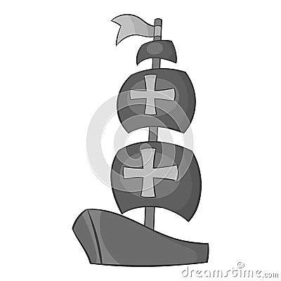 Ship of Columbus icon, black monochrome style Vector Illustration