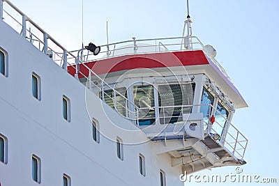 Ship Command Bridge Starboard Viewing Top Deck Stock Photo