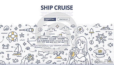 Ship Cruise Doodle Concept Vector Illustration