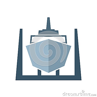 Ship in dry dock icon Vector Illustration