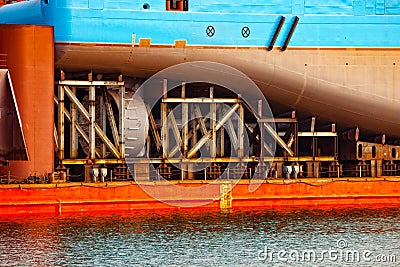 Ship in dry dock Stock Photo