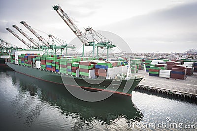 Ship Harbored at Port of San Pedro, California, U.S.A. Stock Photo