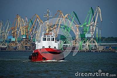 Ship in the harbour of Klaipeda (Lithuania) Stock Photo