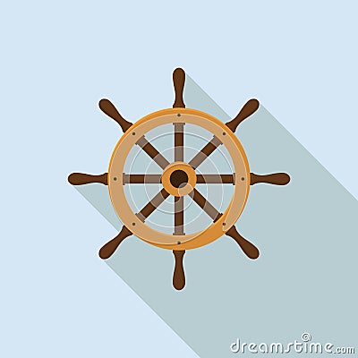 Ship helm. Yacht steering wheel in flat style Stock Photo