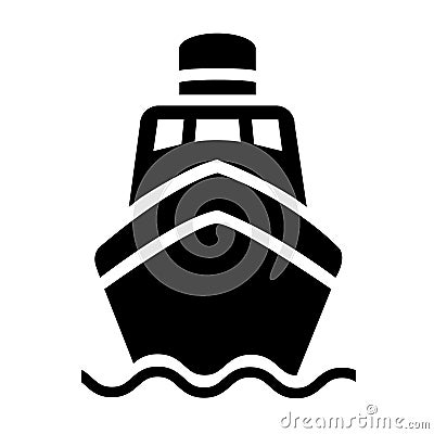 Cruise Ship Icon. Ferry Boat Front View Icon. Ferry Flat Design Stock Photo