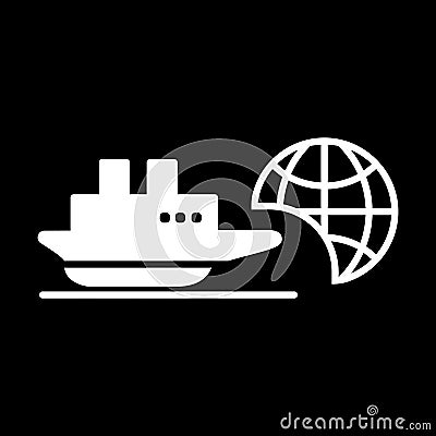 Ship icon. Cruise, tour, delivery concept, Marine boat. Transportation sign Isolated on black background. Vector Illustration