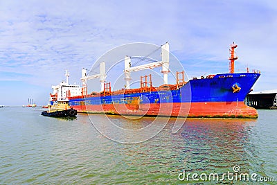 Ship Leaving Port Stock Photo