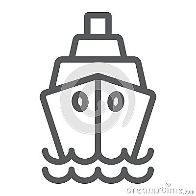 Ship line icon, cruise and sail, boat sign, vector graphics, a linear pattern on a white background. Vector Illustration