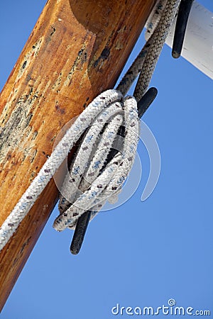 Ship mast and ropes Stock Photo