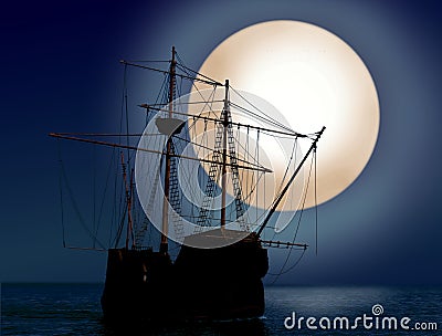 Ship at night Stock Photo