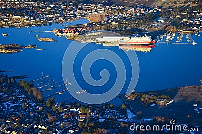 Ship in Norway City, Oslo, winter Stock Photo