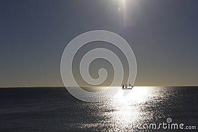 Ship in the open sea Stock Photo