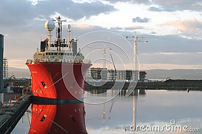 Ship Reflected Stock Photo