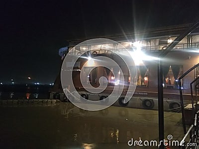 Ship restaurent in night Editorial Stock Photo