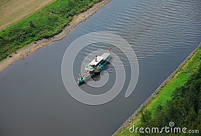 Ship on river elbe near Bastei in saxony Stock Photo