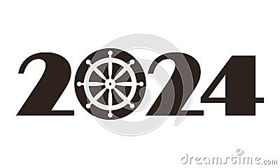 2024 - ship rudder, cruise, boating, seafaring, captain Vector Illustration