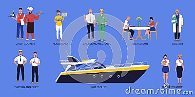 Ship Sailor Set Vector Illustration