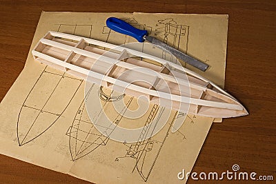 Ship scale model construction Stock Photo