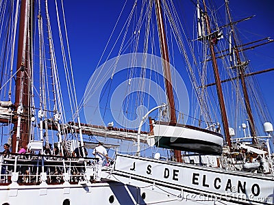 Ship school Juan Sebastian de Elcano in Cadiz Editorial Stock Photo