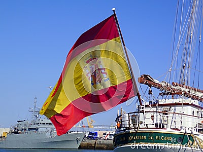 Ship school Juan Sebastian de Elcano in Cadiz Editorial Stock Photo