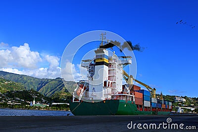 Container Ship in Port Stock Photo