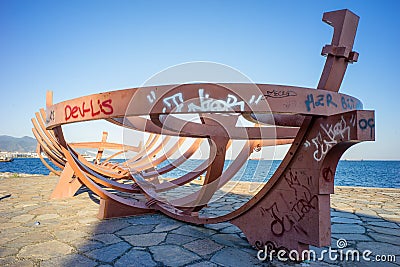 Ship Skeleton Sculpture in Morning Light Editorial Stock Photo