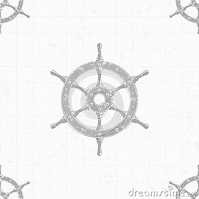 Ship steering wheel background. Vector Illustration