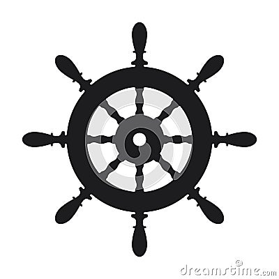 Ship steering wheel icon on white background Vector Illustration