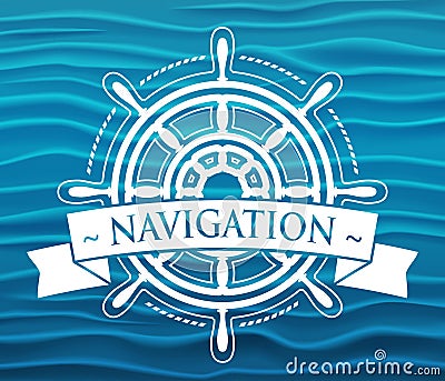 Ship steering wheel logo Vector Illustration