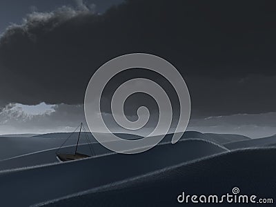 Ship on stormy sea Stock Photo