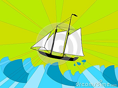 Ship on a stormy sea Stock Photo