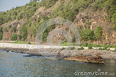 Ship sunk in sao tome africa Stock Photo