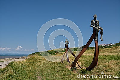 Ship. Viking longboat sculpture, Heysham, Lancashire, UK Editorial Stock Photo